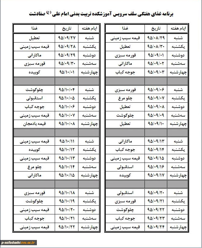 برنامه غذایی