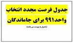 جدول فرصت مجدد انتخاب واحد 991 رای جاماندگان