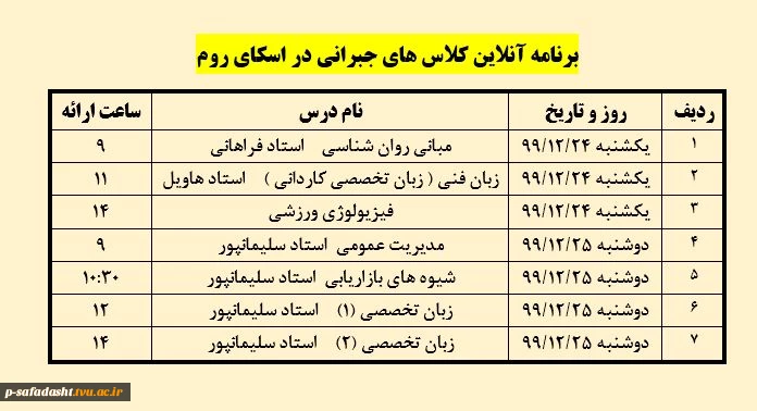 کلاسهای آنلاین جبرانی در اسکای روم 2