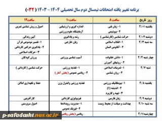 برنامه امتحانات 032